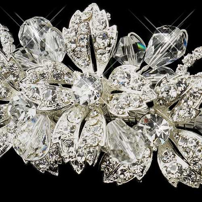 Exquisite Floral Crystal and Rhinestone Wedding Tiara Exquisite Floral Crystal and Rhinestone Wedding Tiara