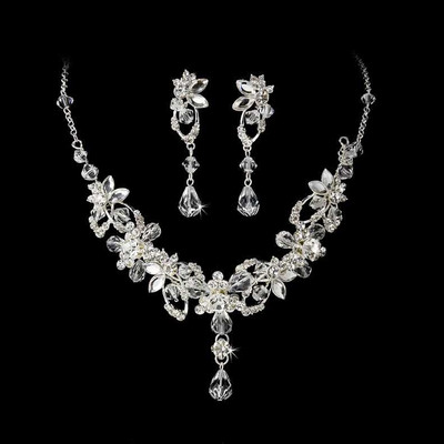Enchanting Silver Plated Crystal Vine Bridal Jewelry Set Enchanting Silver Plated Crystal Vine Bridal Jewelry Set
