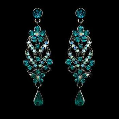 Turquoise Crystal Chandelier Earrings e1027t