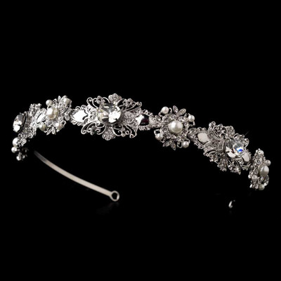 Vintage Inspired Crystal and Pearl Wedding Headband Vintage Inspired Crystal and Pearl Wedding Headband