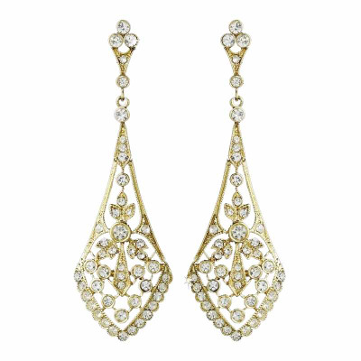 Vintage Style Cubic Zirconia Gold Bridal Earrings Vintage Style Cubic Zirconia Gold Bridal Earrings