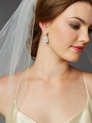 2074E-G Gold Plated CZ Wedding Earrings in Clip On Style 2074E-G Gold Plated CZ Wedding Earrings in Clip On Style