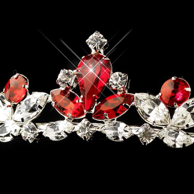 Red Rhinestone Princess Wedding and Quinceanera Tiara Red Rhinestone Princess Wedding and Quinceanera Tiara