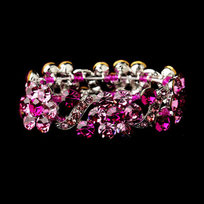 Pink and Fuchsia Crystal Bracelet for Weddings and Prom Pink and Fuchsia Crystal Bracelet for Weddings and Prom