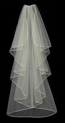 Satin Cord Edge Custom Made Knee Length Waterfall Wedding Veil V5721 Satin Cord Edge Custom Made Knee Length Waterfall Wedding Veil V5721