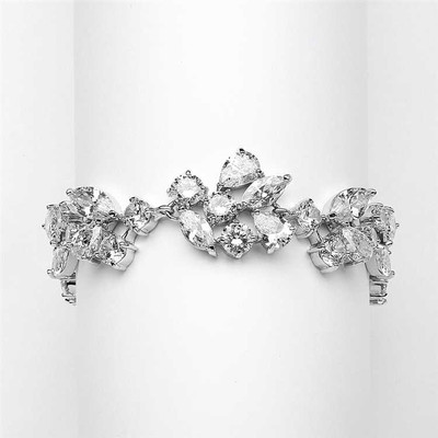 CZ Wedding Bracelet in Silver Rhodium - Petite Size CZ Wedding Bracelet in Silver Rhodium - Petite Size