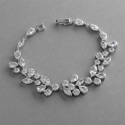 CZ Wedding Bracelet in Silver Rhodium Petite Size CZ Wedding Bracelet in Silver Rhodium Petite Size