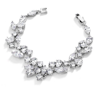 CZ Wedding Bracelet in Silver Rhodium Petite Size CZ Wedding Bracelet in Silver Rhodium Petite Size