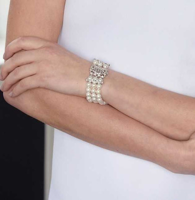 Freshwater Pearl 3 Row Wedding Bracelet with Vintage Clasp