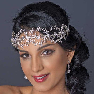 Silver or Gold Plated Crystal Hand Wired Wedding Headband
