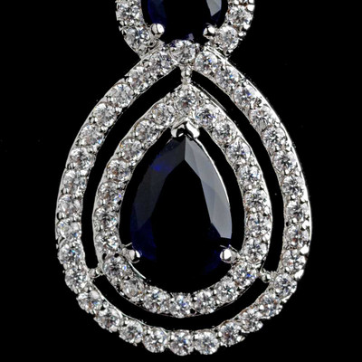 Sapphire Blue CZ Dangle Wedding Earrings