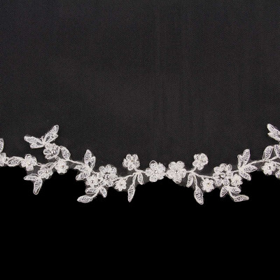 Beaded Lace Fingertip Length Wedding Veil enVogue V1392SW Beaded Lace Fingertip Length Wedding Veil enVogue V1392SW