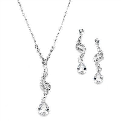 3 Sets Sparkling CZ Teardrop Bridesmaid Jewelry