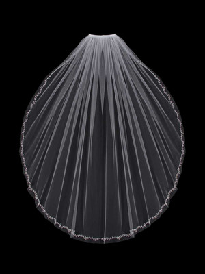 Fingertip Wedding Veil With Pearl Vine Design envogue V803SW Fingertip Wedding Veil With Pearl Vine Design envogue V803SW