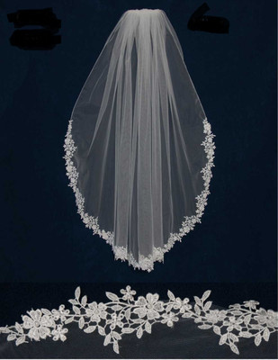 Venise Lace Edge Fingertip Length Wedding Veil C226