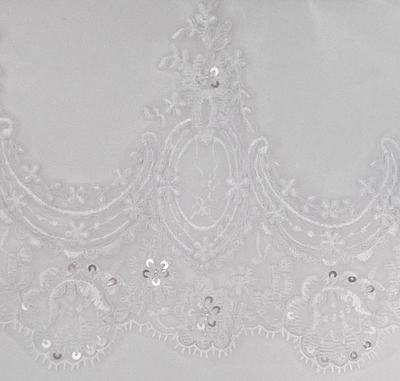 Elegant Beaded French Lace Edge Cathedral Wedding Veil - Sale!