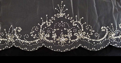 Beaded Scalloped Edge Cathedral Length Wedding Veil