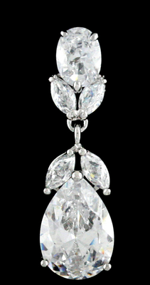 Cubic Zirconia Drop Wedding Earrings - Pierced or Clip On Cubic Zirconia Drop Wedding Earrings - Pierced or Clip On