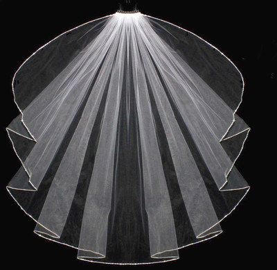 Cascade Elbow Wedding Veil with Rhinestone Trim