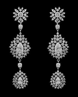 Glamorous 3" Cubic Zirconia Drop Wedding and Formal Earrings Glamorous 3" Cubic Zirconia Drop Wedding and Formal Earrings