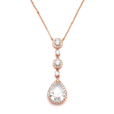 Rose Gold Cubic Zirconia Drop Wedding Jewelry Set ne400RG Rose Gold Cubic Zirconia Drop Wedding Jewelry Set ne400RG
