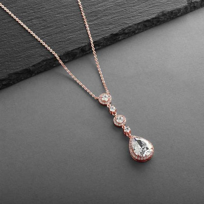 Rose Gold Cubic Zirconia Drop Wedding Jewelry Set ne400RG Rose Gold Cubic Zirconia Drop Wedding Jewelry Set ne400RG