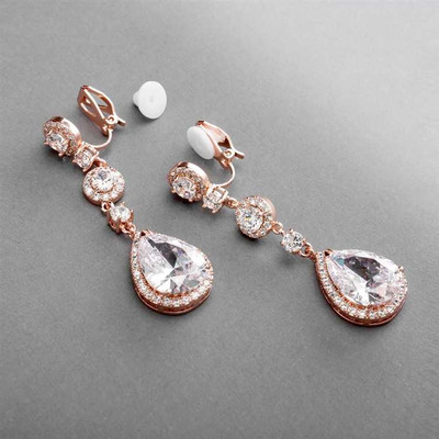 Rose Gold Cubic Zirconia Drop Wedding Jewelry Set ne400RG Rose Gold Cubic Zirconia Drop Wedding Jewelry Set ne400RG