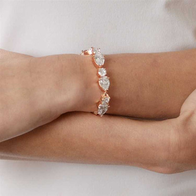 Rose Gold Plated CZ Pears and Rounds Wedding Bracelet Rose Gold Plated CZ Pears and Rounds Wedding Bracelet