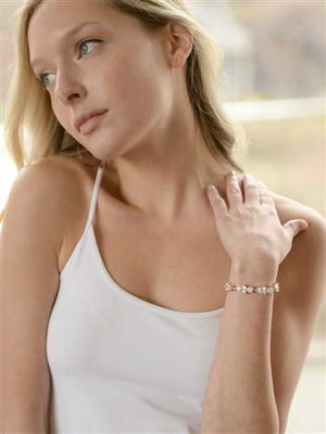 Rose Gold Plated CZ Pears and Rounds Wedding Bracelet Rose Gold Plated CZ Pears and Rounds Wedding Bracelet