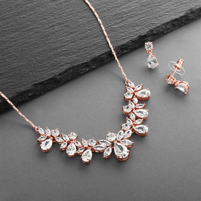 Rose Gold Plated CZ Bridal Jewelry Set