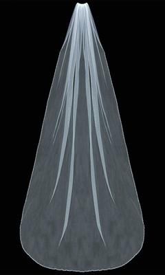Cathedral Wedding Veil Silver Triple Bugle Bead Edge