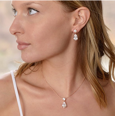 5 Sets Dainty Rose Gold Plated Crystal Bridesmaid Jewelry