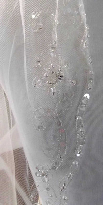 Stunning Beaded Embroidery Fingertip Length Wedding Veil
