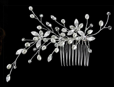 Freshwater Pearl and Rhinestone Bridal Comb Freshwater Pearl and Rhinestone Bridal Comb