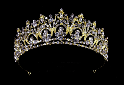 Gold Plated Rhinestone Bridal and Quinceanera Tiara