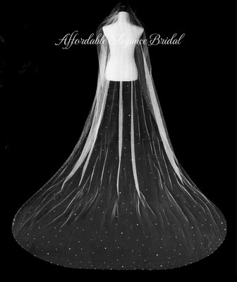 120" Royal Cathedral Crystal Covered Stardust Wedding Veil
