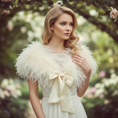 Vintage Inspired Ivory Ostrich Feather Bridal Shrug Wrap