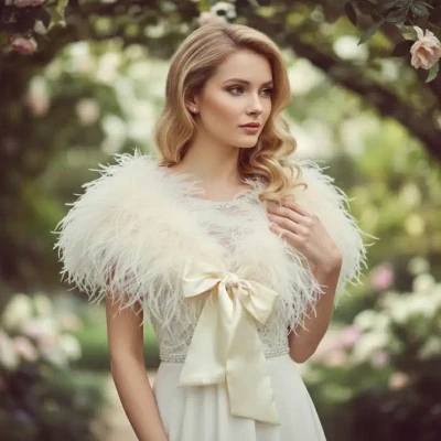 Vintage Inspired Ivory Ostrich Feather Bridal Shrug Wrap: Sale!