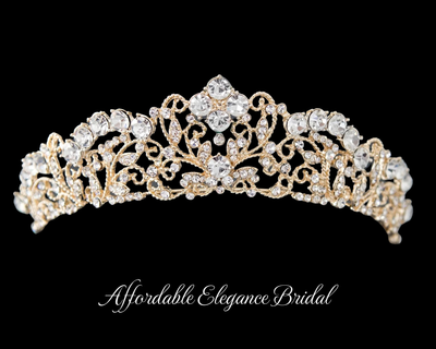 Vintage Scroll  Bridal and Quinceanera Tiara in Silver, Gold, Rose Gold