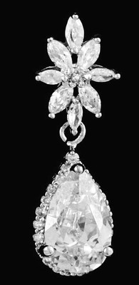 Stunning Sterling Silver CZ Pear Drop Wedding Earrings