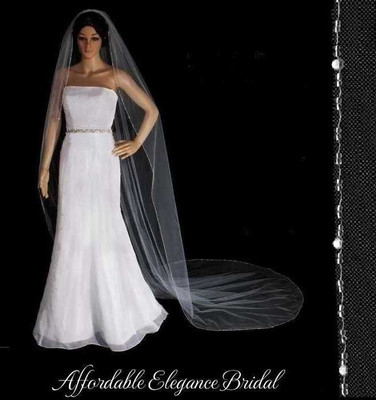 Cathedral Wedding Veil with Beaded Rhinestone Edge