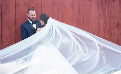 Extra Wide Rhinestone Scatter Stardust Cathedral Wedding Veil