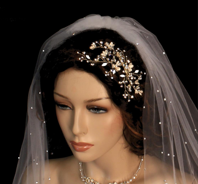 Extra Wide Rhinestone Scatter Stardust Cathedral Wedding Veil Extra Wide Rhinestone Scatter Stardust Cathedral Wedding Veil