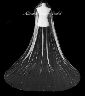 Extra Wide Rhinestone Scatter Stardust Cathedral Wedding Veil
