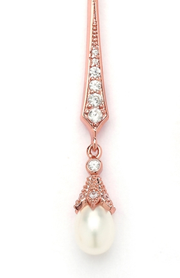 Rose Gold Pearl and CZ Vintage Look Bridal Earrings Rose Gold Pearl and CZ Vintage Look Bridal Earrings