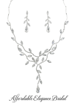 Dramatic CZ Vine Bridal Necklace and Earring Jewelry Set Dramatic CZ Vine Bridal Necklace and Earring Jewelry Set