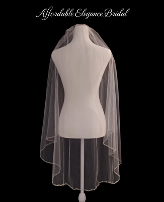 Angel Cut Beaded Crystal and Rhinestone 42" Wedding Veil