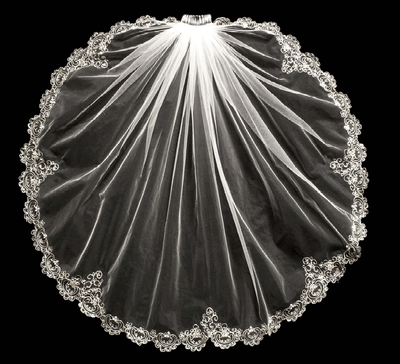 Beaded Silver Embroidery Elbow Length Wedding Veil Beaded Silver Embroidery Elbow Length Wedding Veil
