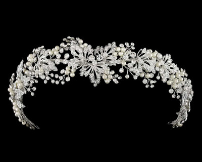 Lavish Ivory Pearl and Crystal Elastic Back Wedding Headband Lavish Ivory Pearl and Crystal Elastic Back Wedding Headband
