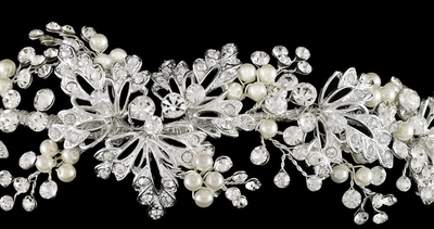Lavish Ivory Pearl and Crystal Elastic Back Wedding Headband Lavish Ivory Pearl and Crystal Elastic Back Wedding Headband
